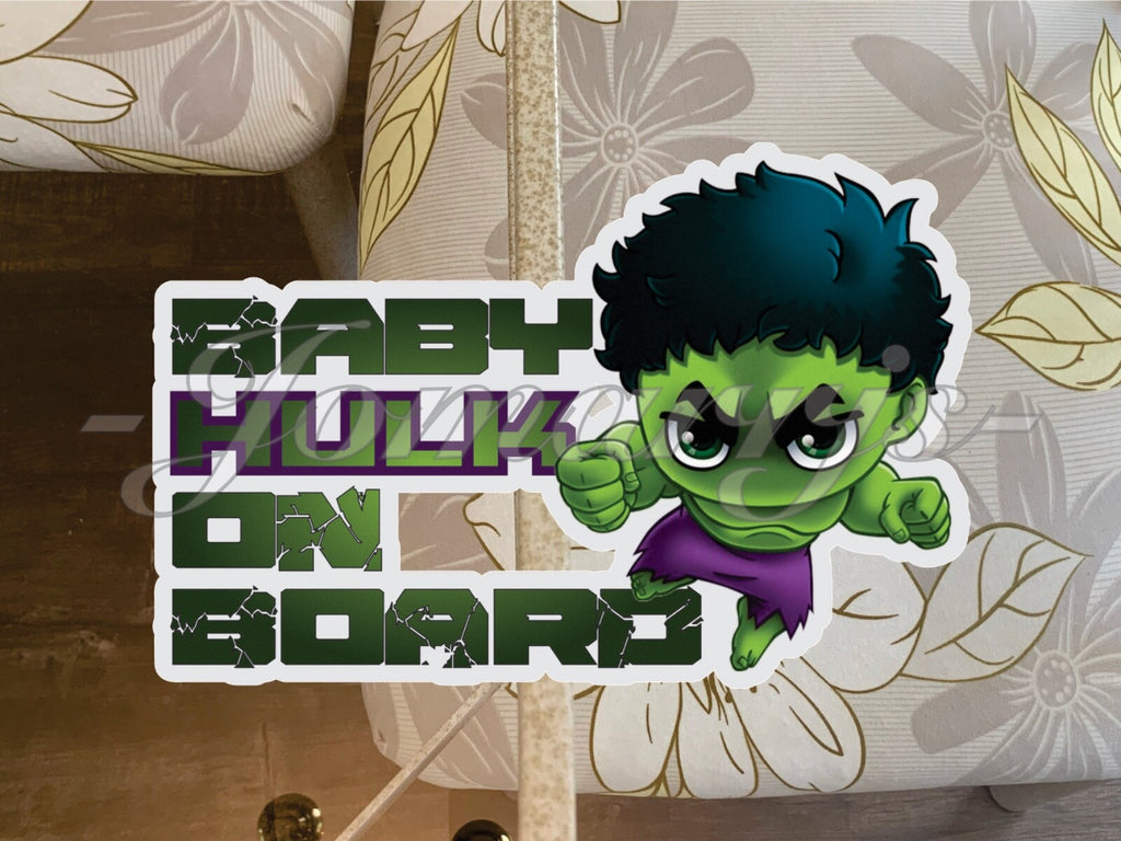 Custom Chibi Baby (or Kid) Hulk on Board Vinyl Sticker Decal Cute Marvel Smash