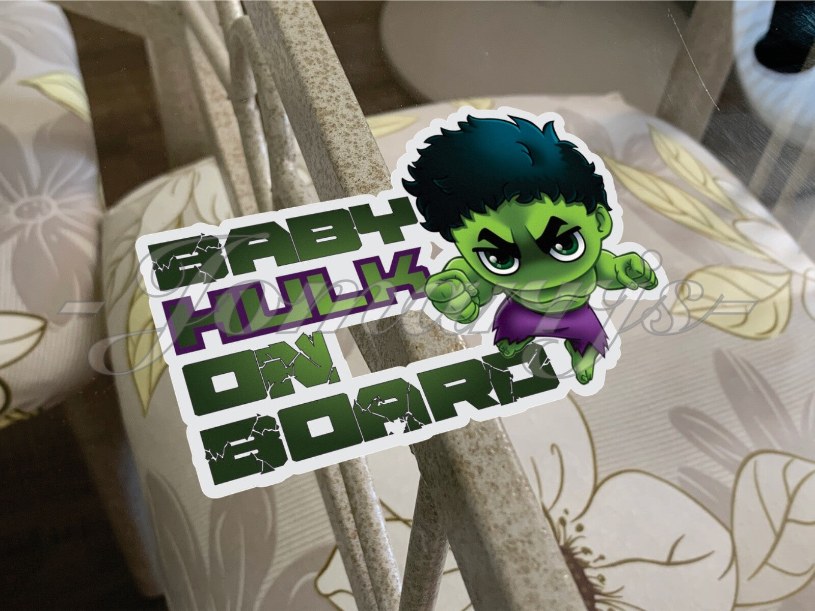 Custom Chibi Baby (or Kid) Hulk on Board Vinyl Sticker Decal Cute Marvel Smash