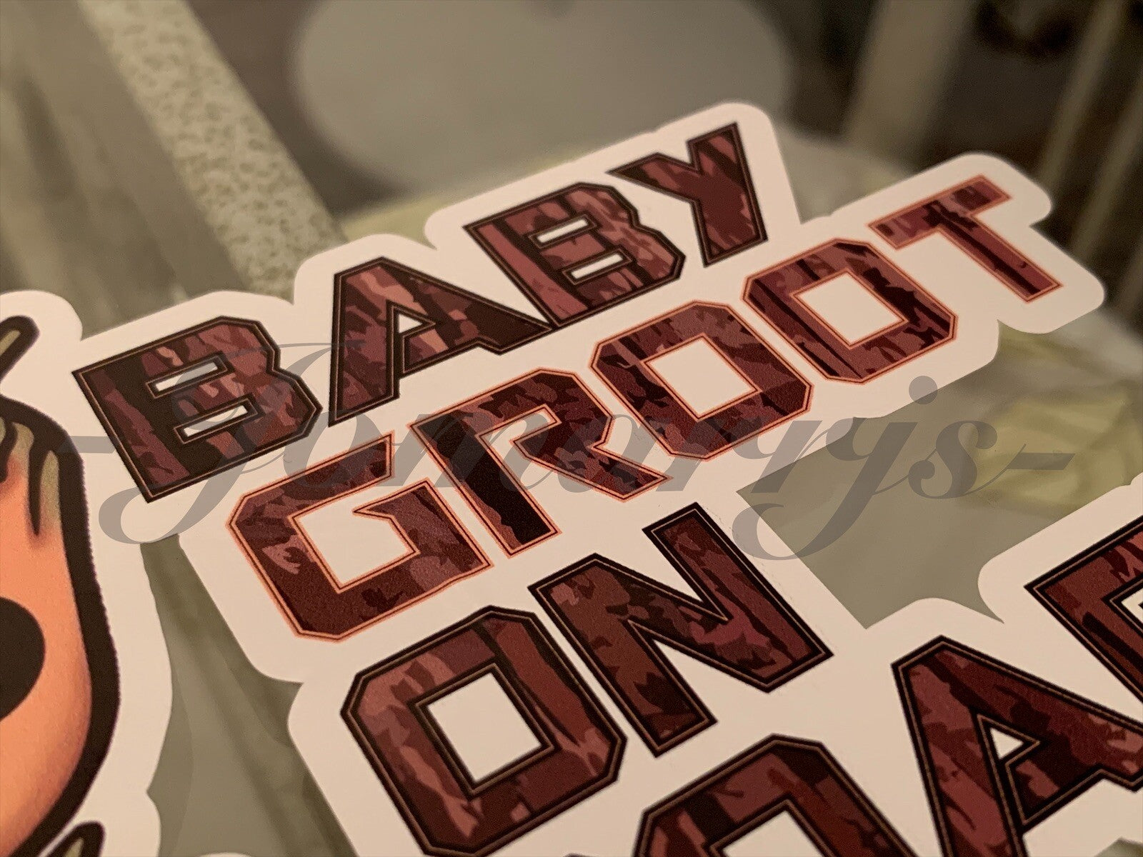 Custom Chibi Baby (or Kid) Groot on Board Vinyl Sticker Decal Cute Marvel I am