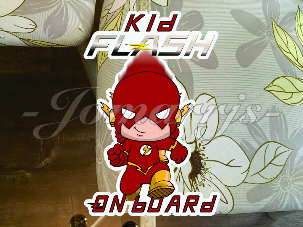 Custom Chibi The Flash Baby (or Kid) on Board Sticker Decal Marvel Dc comics