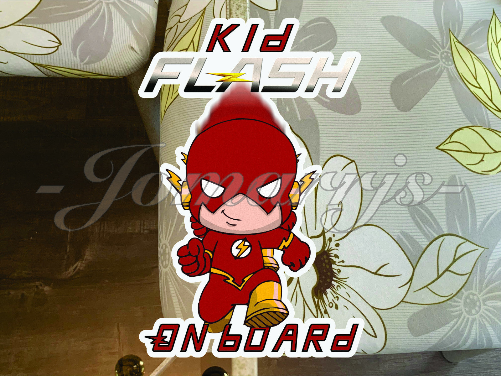 Custom Chibi The Flash Baby (or Kid) on Board Sticker Decal Marvel Dc comics