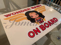 Custom Wonder Baby or Kid on Board Vinyl Sticker Decal Cute woman dc comic girl