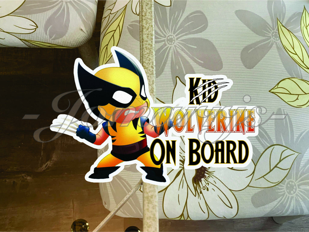 Custom Chibi Wolverine Baby or Kid on Board Sticker Decal Cute Marvel Logan xmen