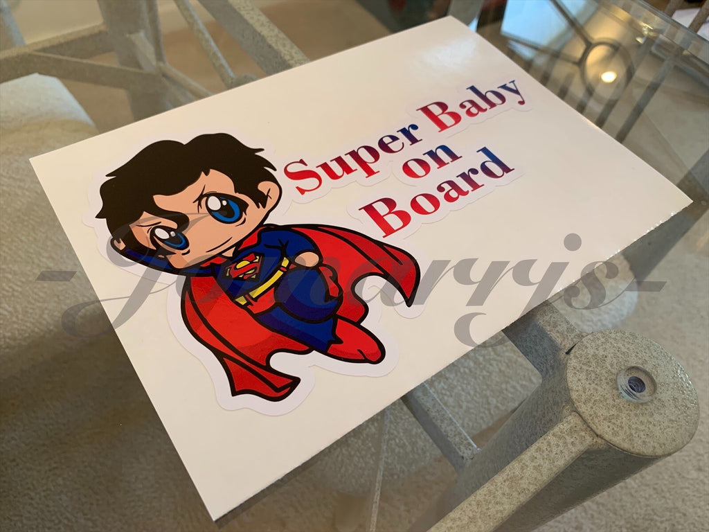 Custom Super Baby (or Kid) on Board Vinyl Sticker Decal Cute Superman dc comics