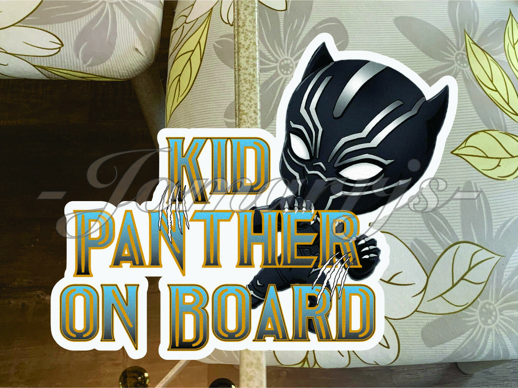 Custom Black Panther Baby (or Kid) on Board Sticker Decal Cute Marvel TChalla