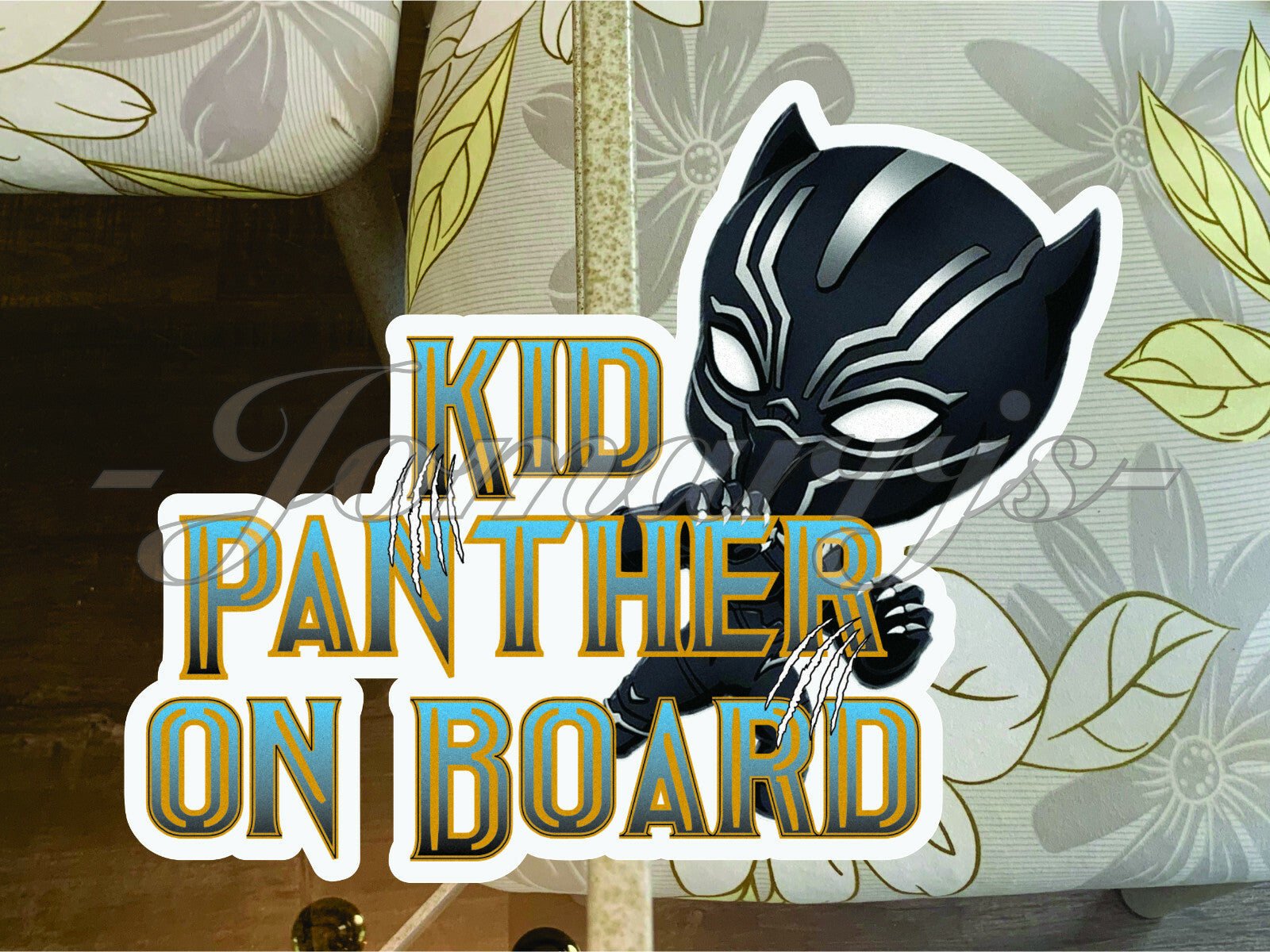 Custom Black Panther Baby (or Kid) on Board Sticker Decal Cute Marvel TChalla
