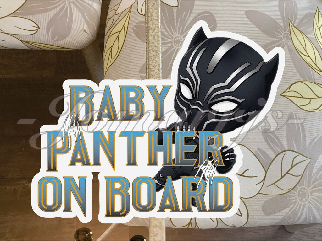 Custom Black Panther Baby (or Kid) on Board Sticker Decal Cute Marvel TChalla