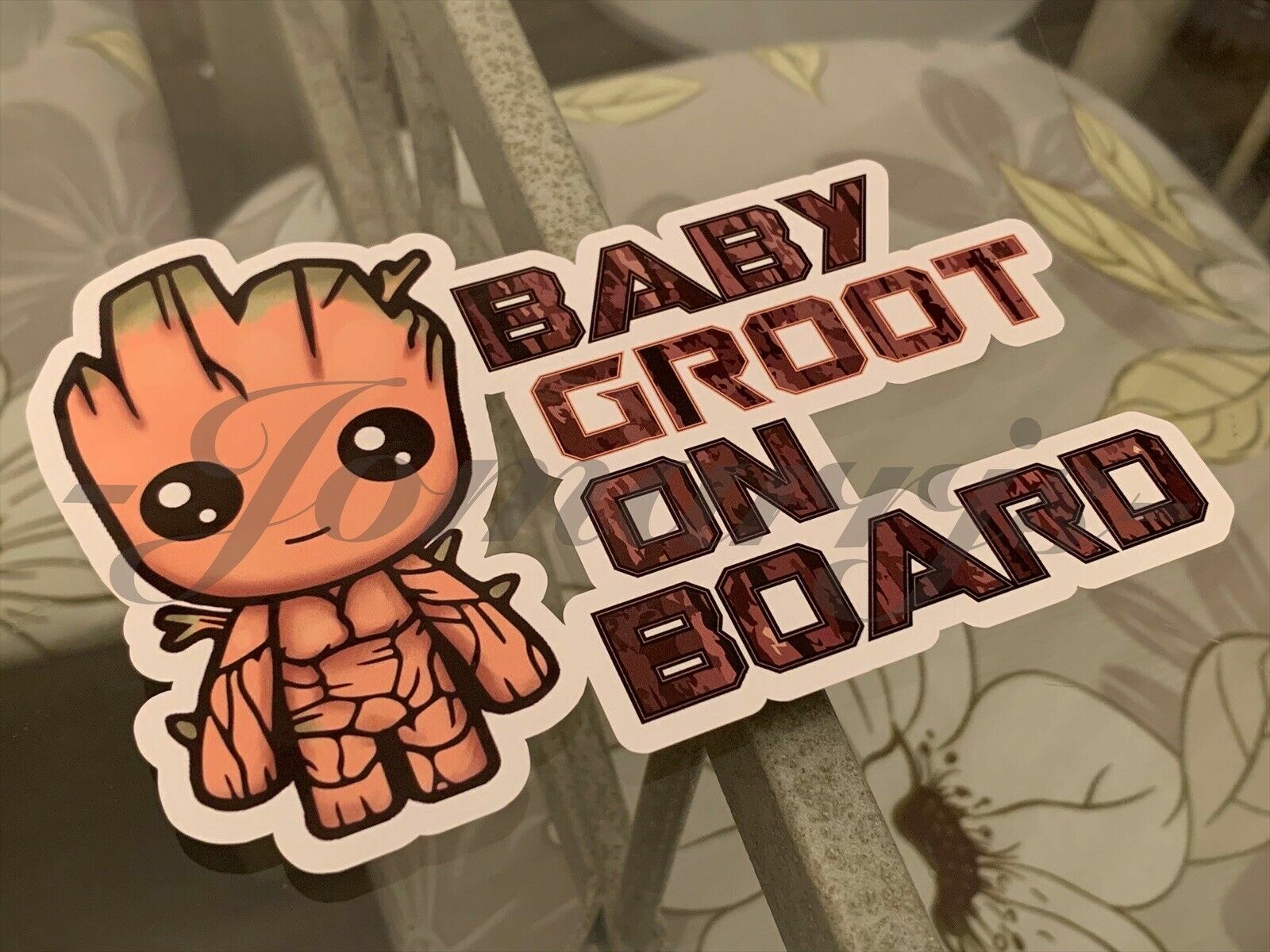 Custom Chibi Baby (or Kid) Groot on Board Vinyl Sticker Decal Cute Marvel I am