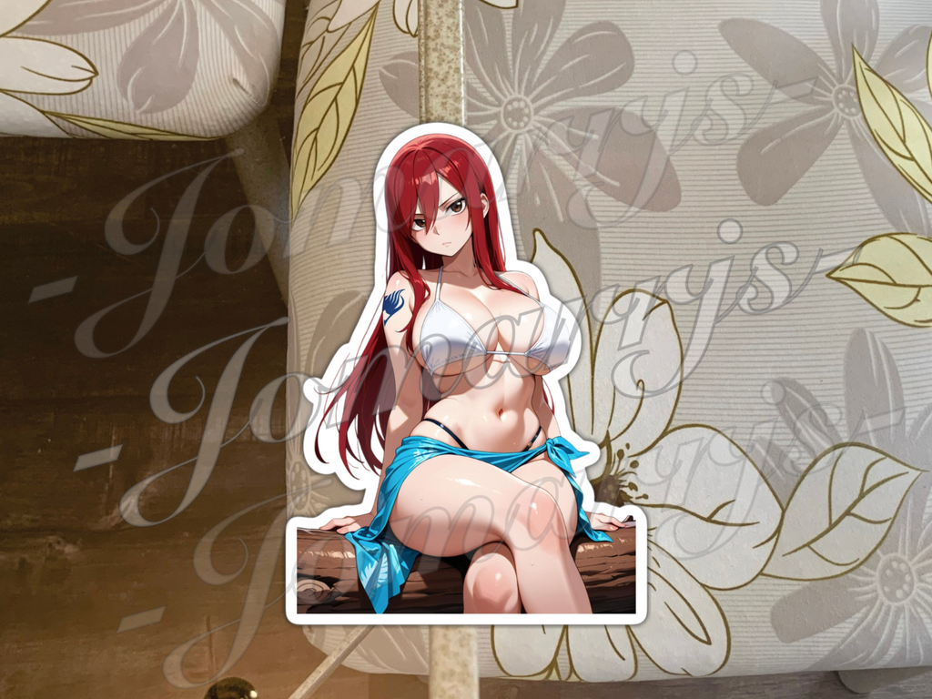 Fairy Tail Anime Erza Scarlet 01 Bikini Sun Fun Sticker Vinyl Decal manga waifu