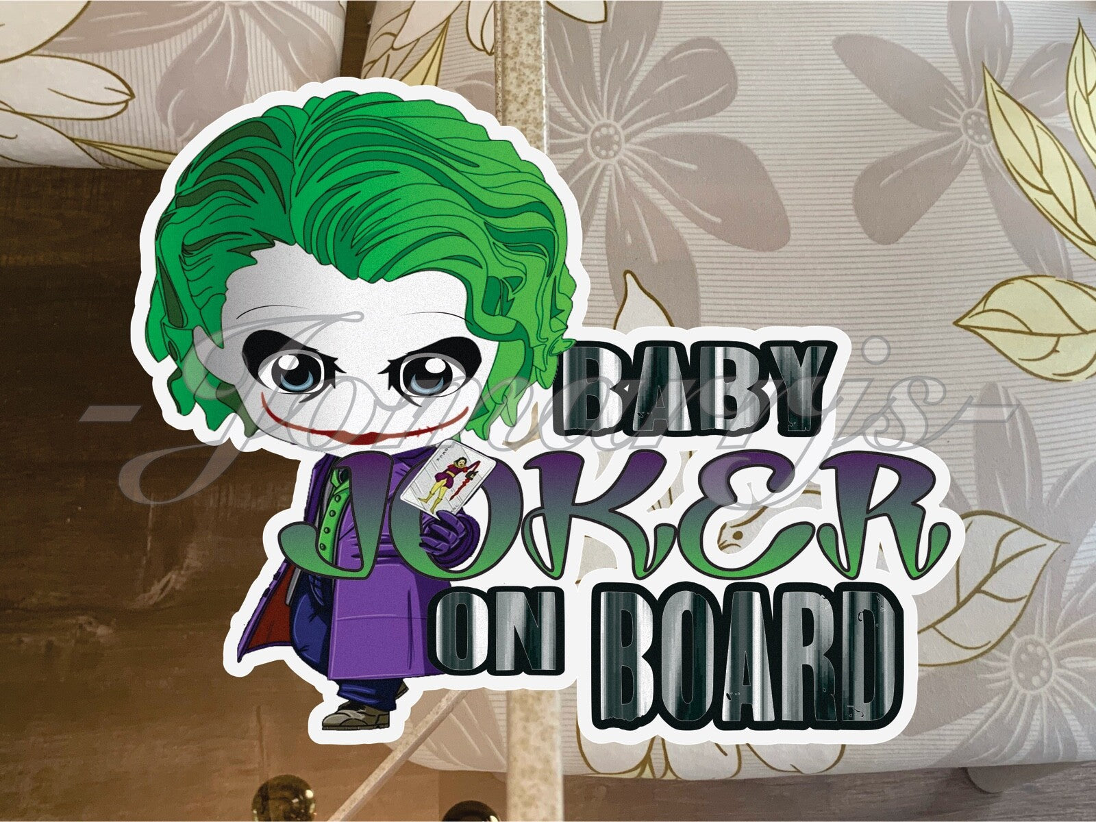 Custom Chibi Joker Baby (or Kid) on Board Sticker Decal Cute DC comics Batman