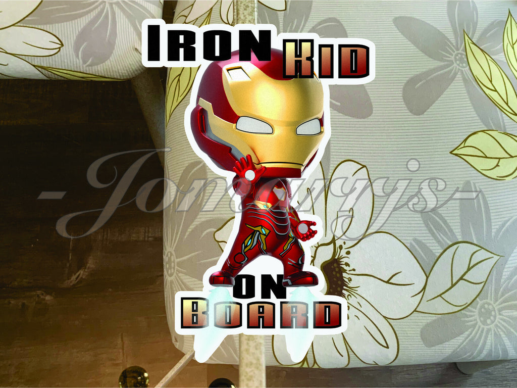 Custom Chibi Iron Man Baby on Board Vinyl Sticker Decal Cute Marvel Tony Stark