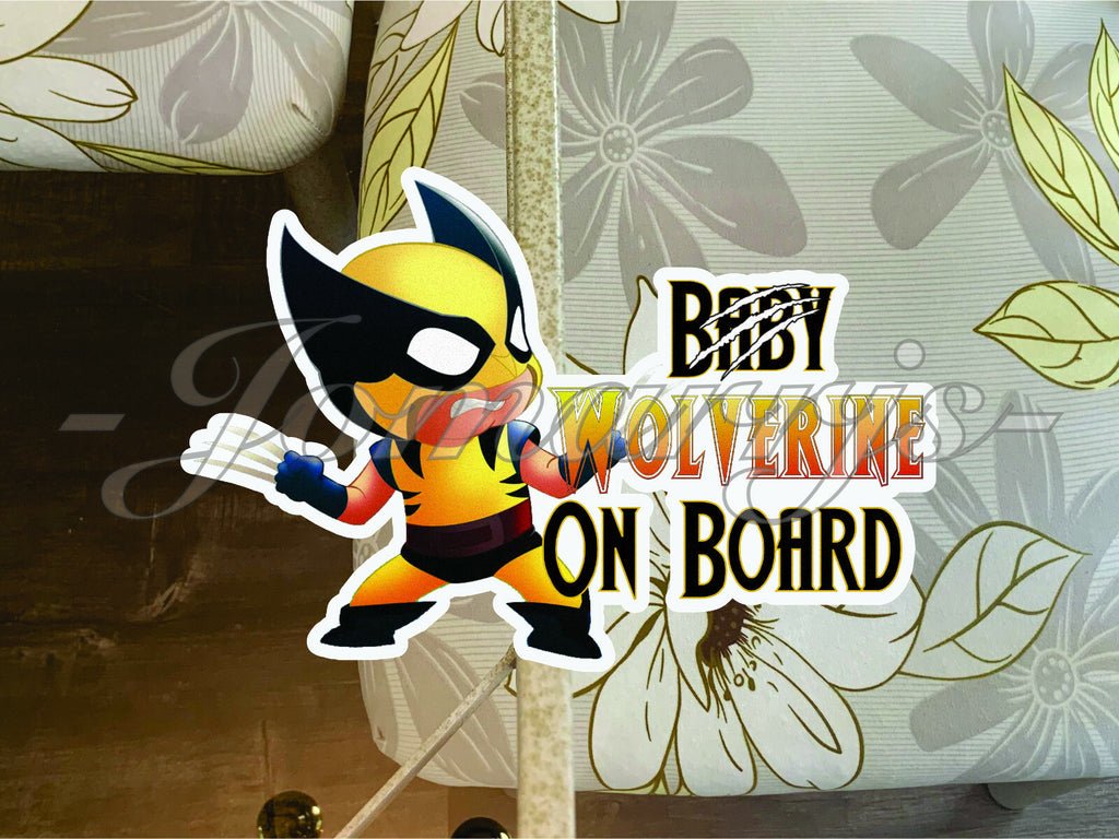Custom Chibi Wolverine Baby or Kid on Board Sticker Decal Cute Marvel Logan xmen