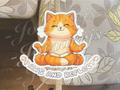 "Paws and Reflect" Custom Vinyl Sticker Decal Cat Yoga lover cute chibi fun