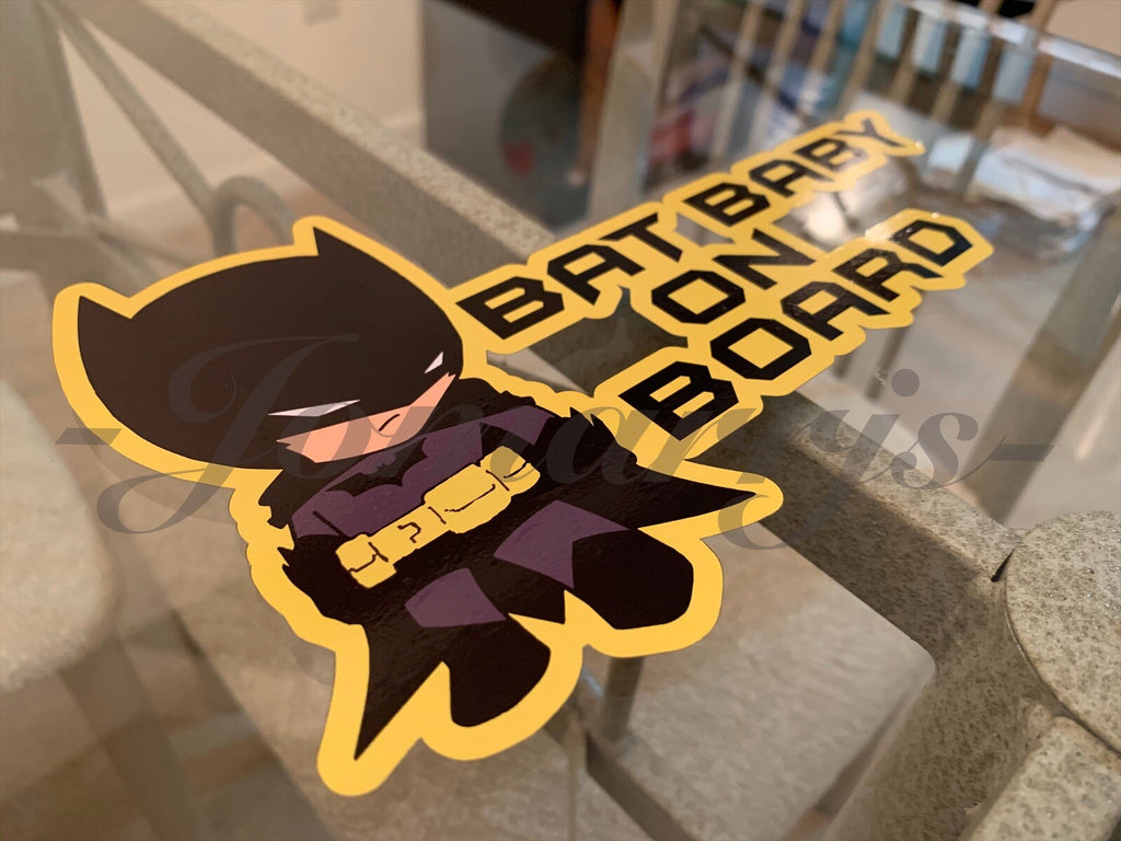 Custom Bat Baby or Bat Kid on Board Vinyl Sticker Decal Cute Batman dc comics