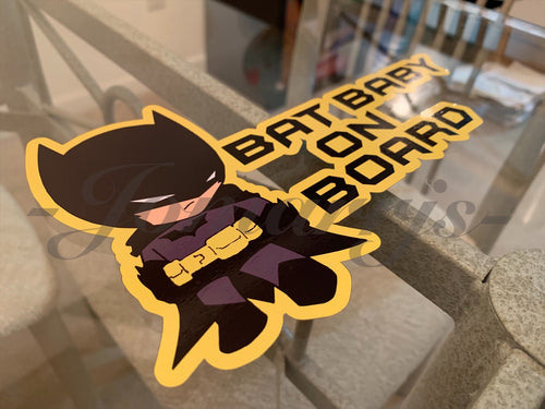 Custom Bat Baby or Bat Kid on Board Vinyl Sticker Decal Cute Batman dc comics