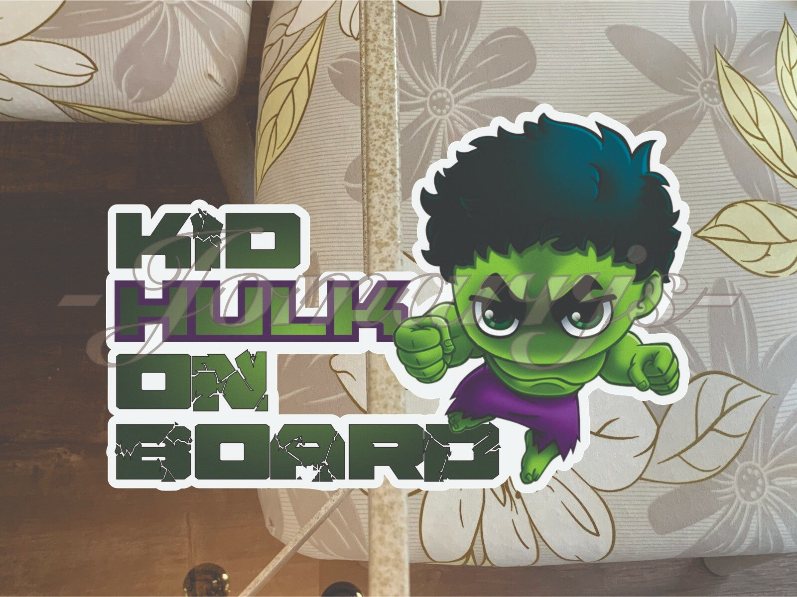 Custom Chibi Baby (or Kid) Hulk on Board Vinyl Sticker Decal Cute Marvel Smash