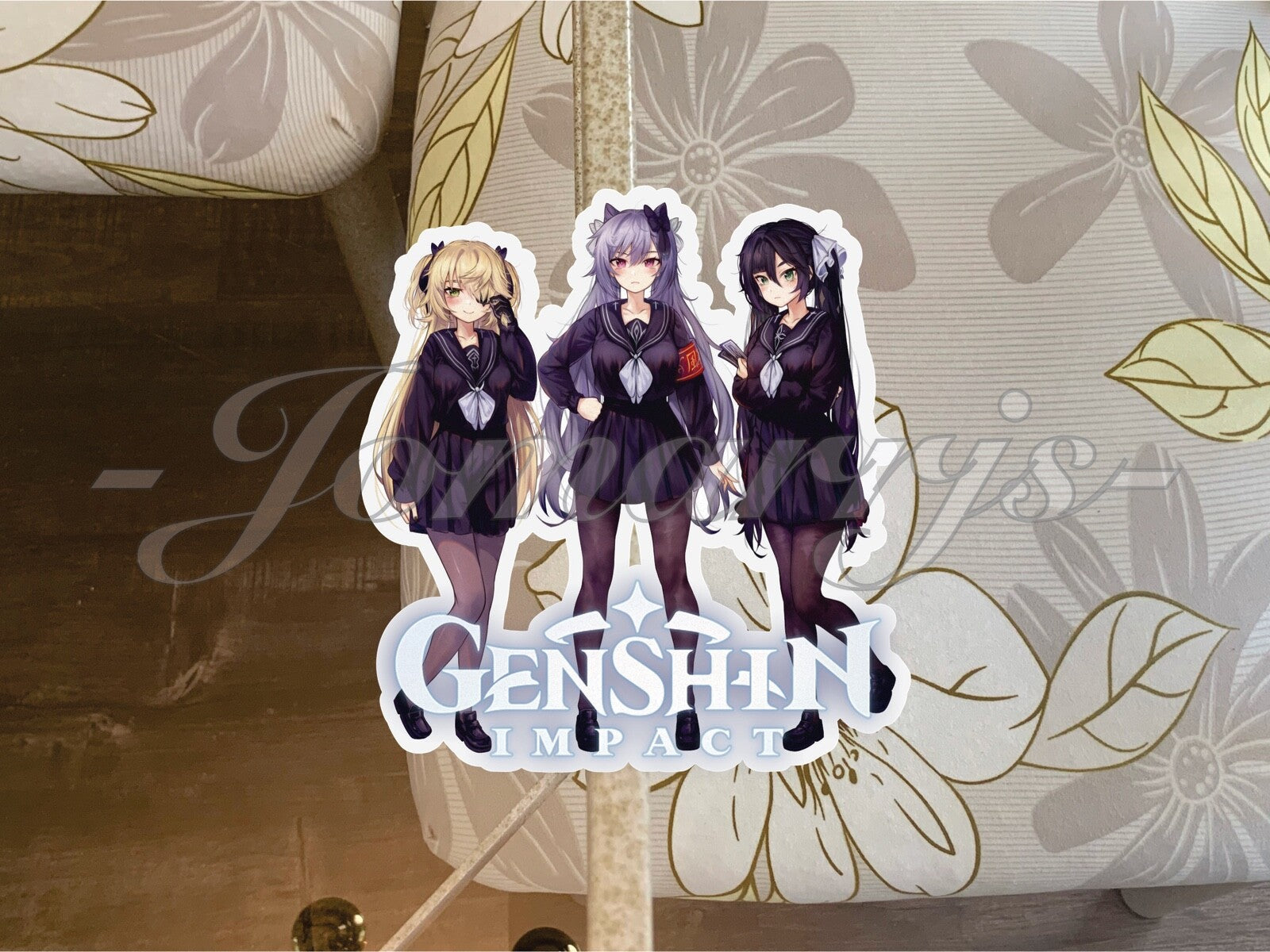 Genshin Impact Anime Fischl Keqing Mona Emblem Logo Custom Sticker Decal Art