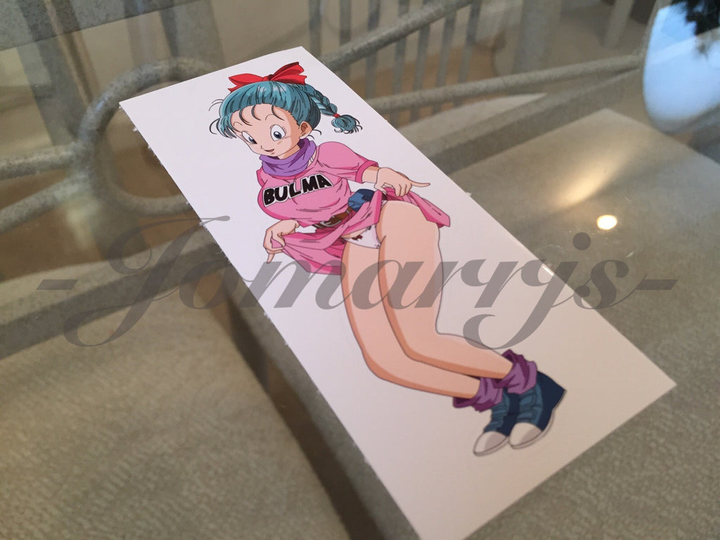 Dragon Ball Z Anime Bulma "Sneak Peak" Tease Sticker Decal Vinyl Comic NSFW DBZ