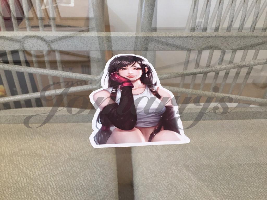 Final Fantasy Gaming Tifa Lockhart "Ponder” Sticker Decals Vinyl ff 7 anime