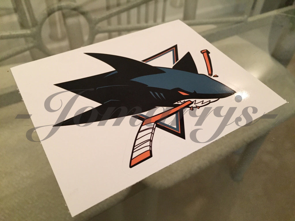 San Jose Sharks Teal Black Sticker Decal Vinyl NHL *3 Sizes!* fear the fin jaws