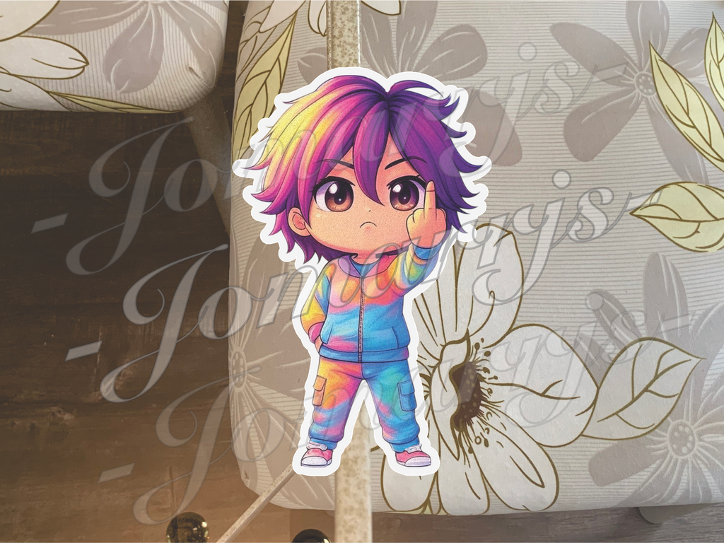 Custom Anime Chibi  Flip Off Funny Vinyl Sticker Car Window Decal JDM Laptop