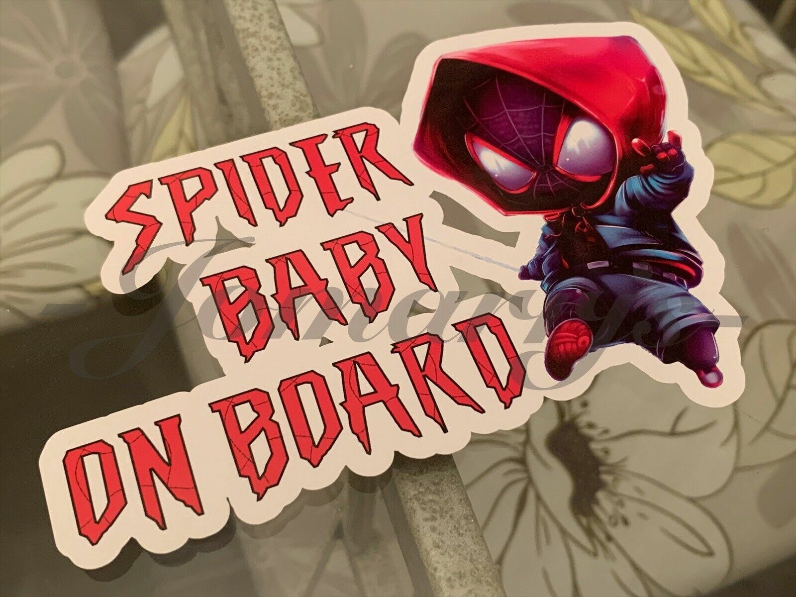Custom Chibi Spiderman Baby (or Kid) on Board Sticker Decal spider miles morales