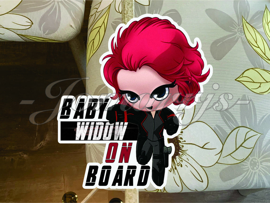 Black Widow Baby (or Kid) on Board Sticker Marvel Comics Avengers Natalie Chibi