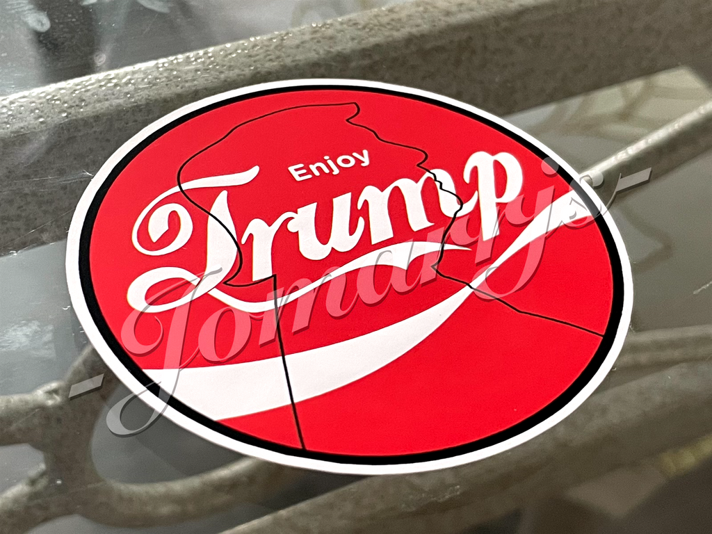 Custom Parody Enjoy Donald Trump Coca-Cola Fan Sticker Decal MAGA 45 47 vance