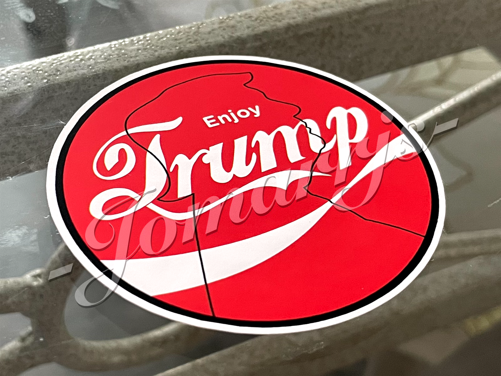 Custom Parody Enjoy Donald Trump Coca-Cola Fan Sticker Decal MAGA 45 47 vance