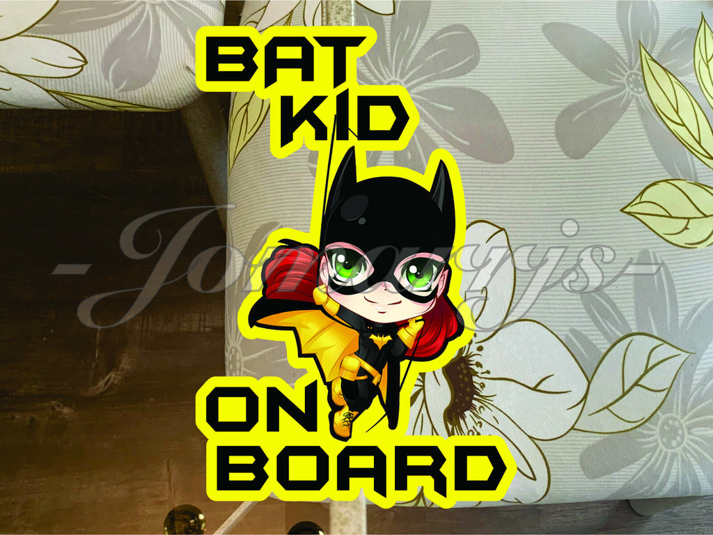 Custom Batgirl Baby or Kid on Board Sticker Chibi Cute bat girl dc comics Batman