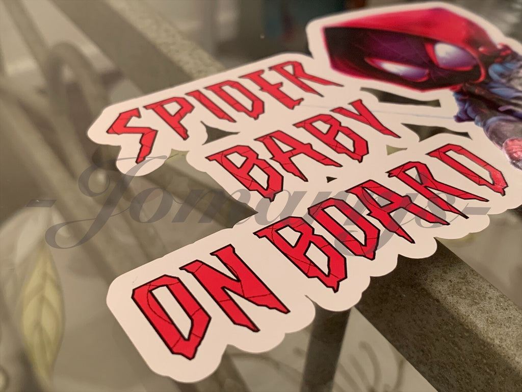 Custom Chibi Spiderman Baby (or Kid) on Board Sticker Decal spider miles morales