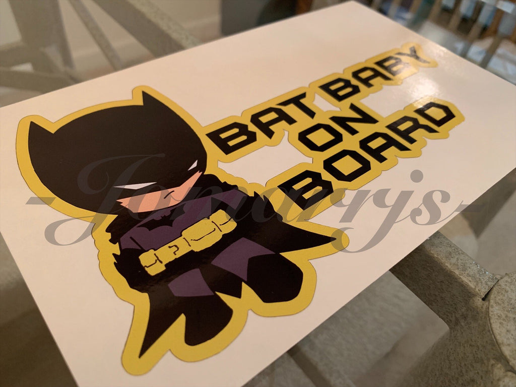 Custom Bat Baby or Bat Kid on Board Vinyl Sticker Decal Cute Batman dc comics