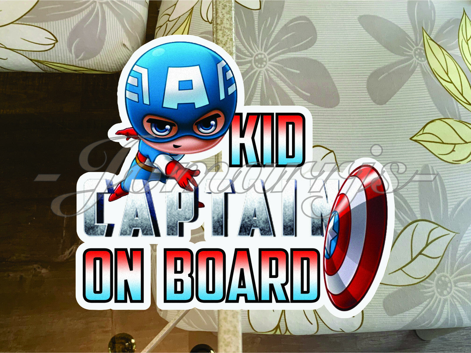 Captain America Baby on Board Sticker Marvel Comics Avengers Patriotic Chibi