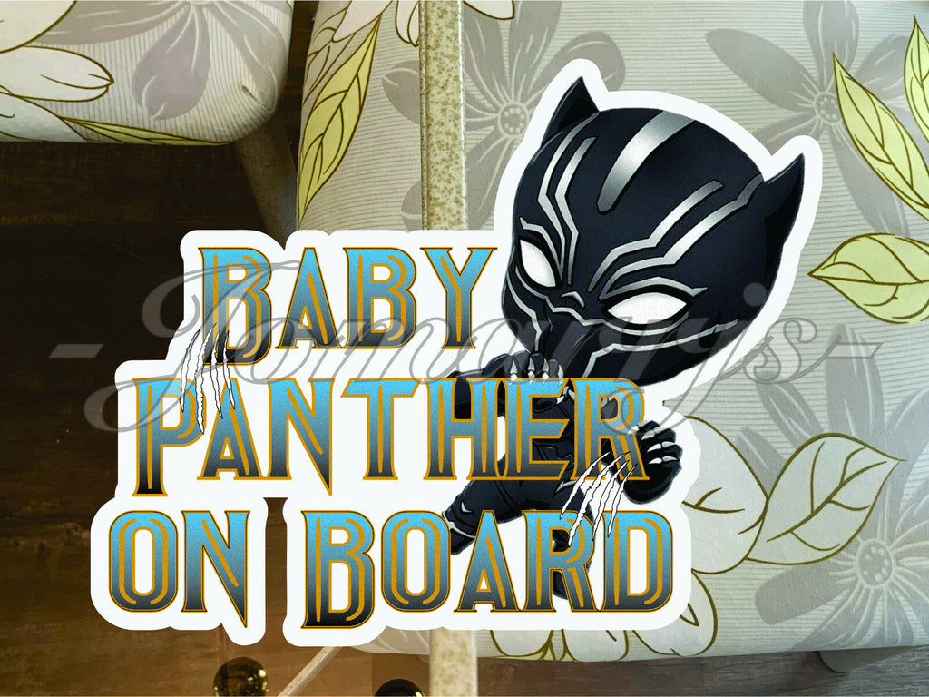 Custom Black Panther Baby (or Kid) on Board Sticker Decal Cute Marvel TChalla