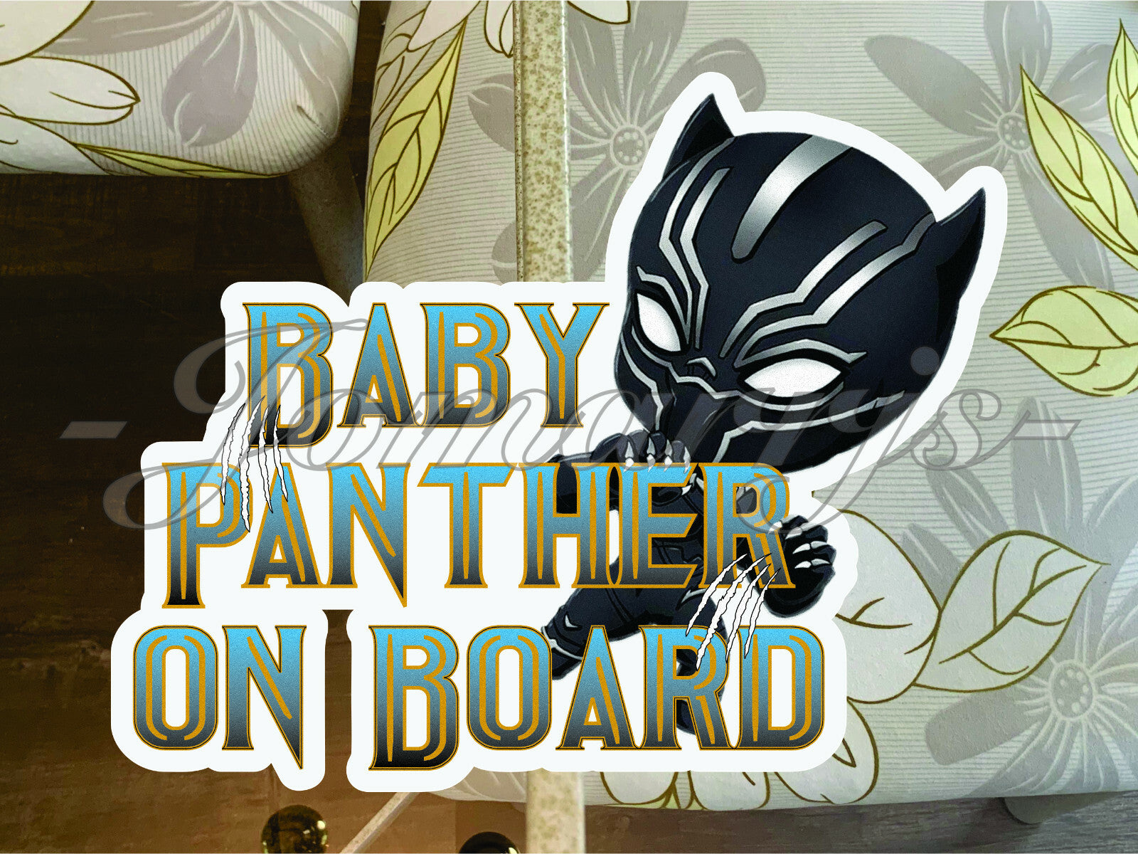 Custom Black Panther Baby (or Kid) on Board Sticker Decal Cute Marvel TChalla