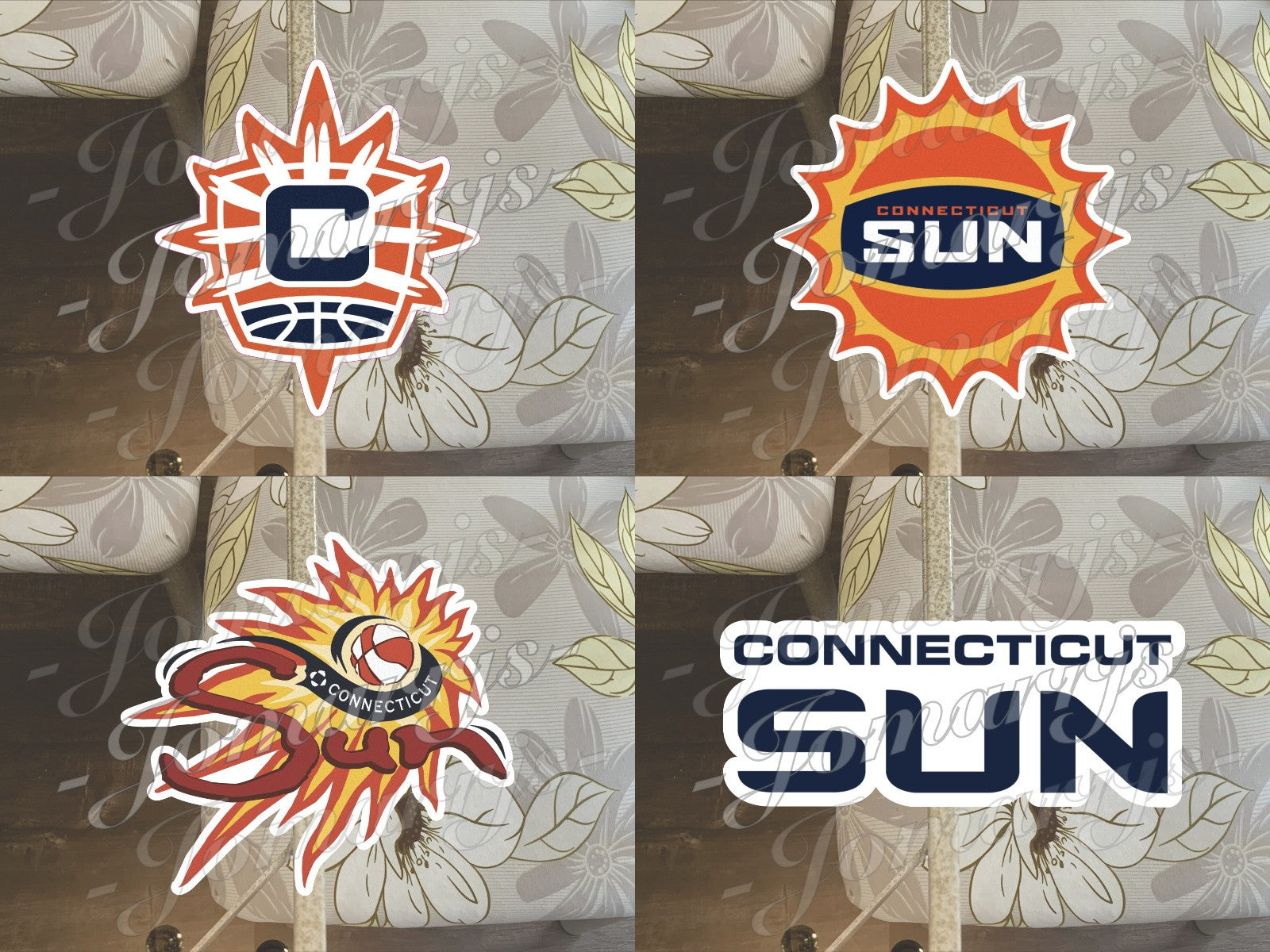 Connecticut Sun WNBA Logo Custom Colored Sticker Decal waterproof Sz 2"-18"