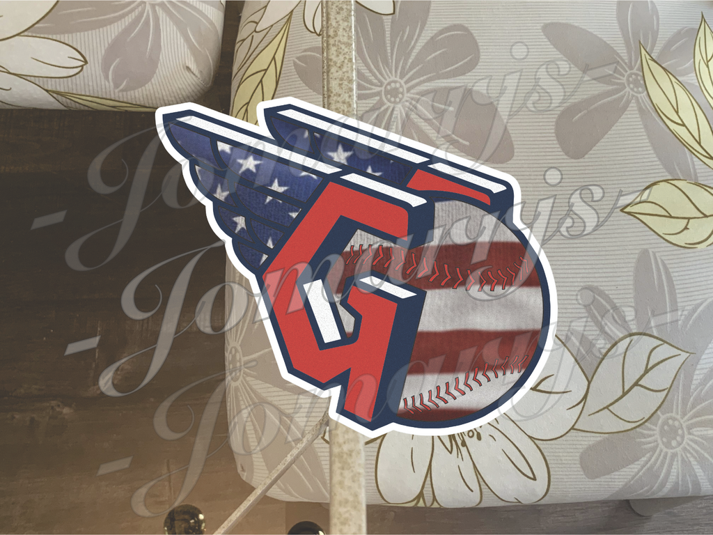 Cleveland Guardians Custom American Flag MLB Sticker Decal 2-18" waterproof