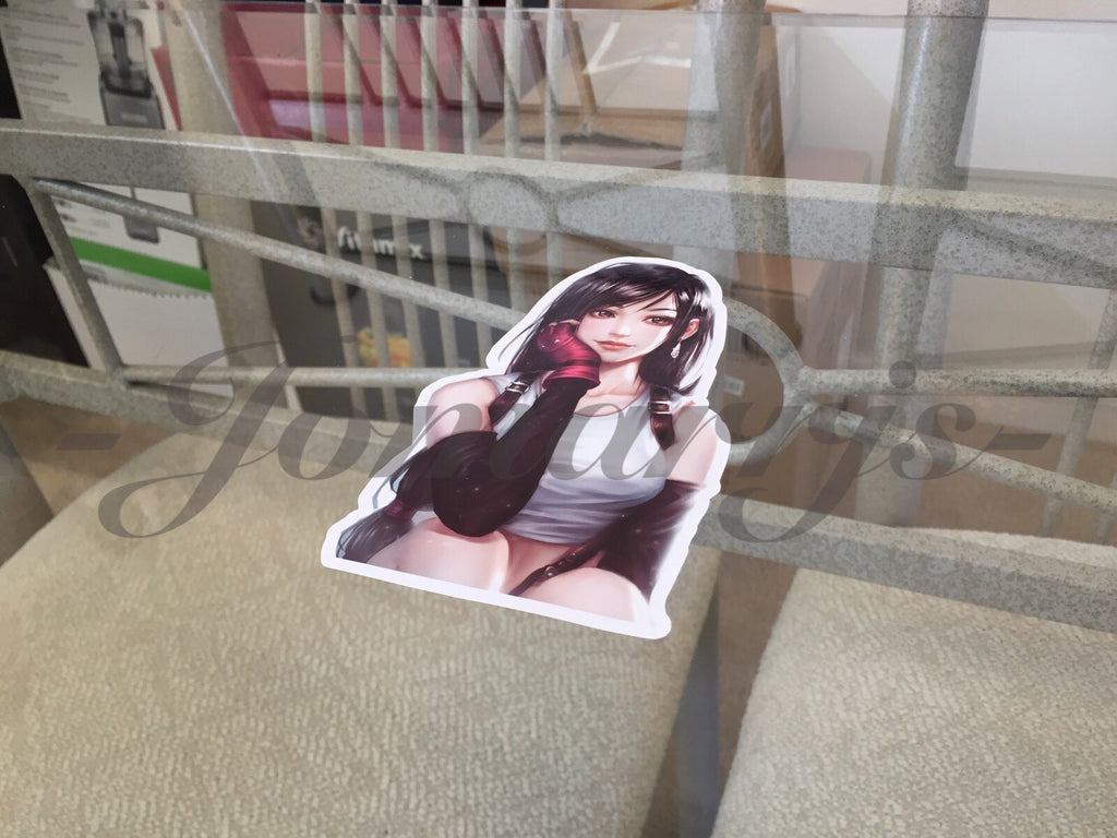 Final Fantasy Gaming Tifa Lockhart "Ponder” Sticker Decals Vinyl ff 7 anime