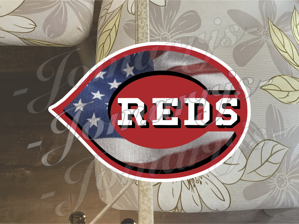 Cincinnati Reds Custom American Flag MLB Sticker Decal 2-18" waterproof