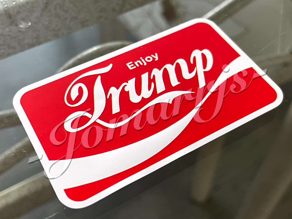 Custom Parody Enjoy Donald Trump Coca-Cola Fan Sticker Decal MAGA 45 47 vance