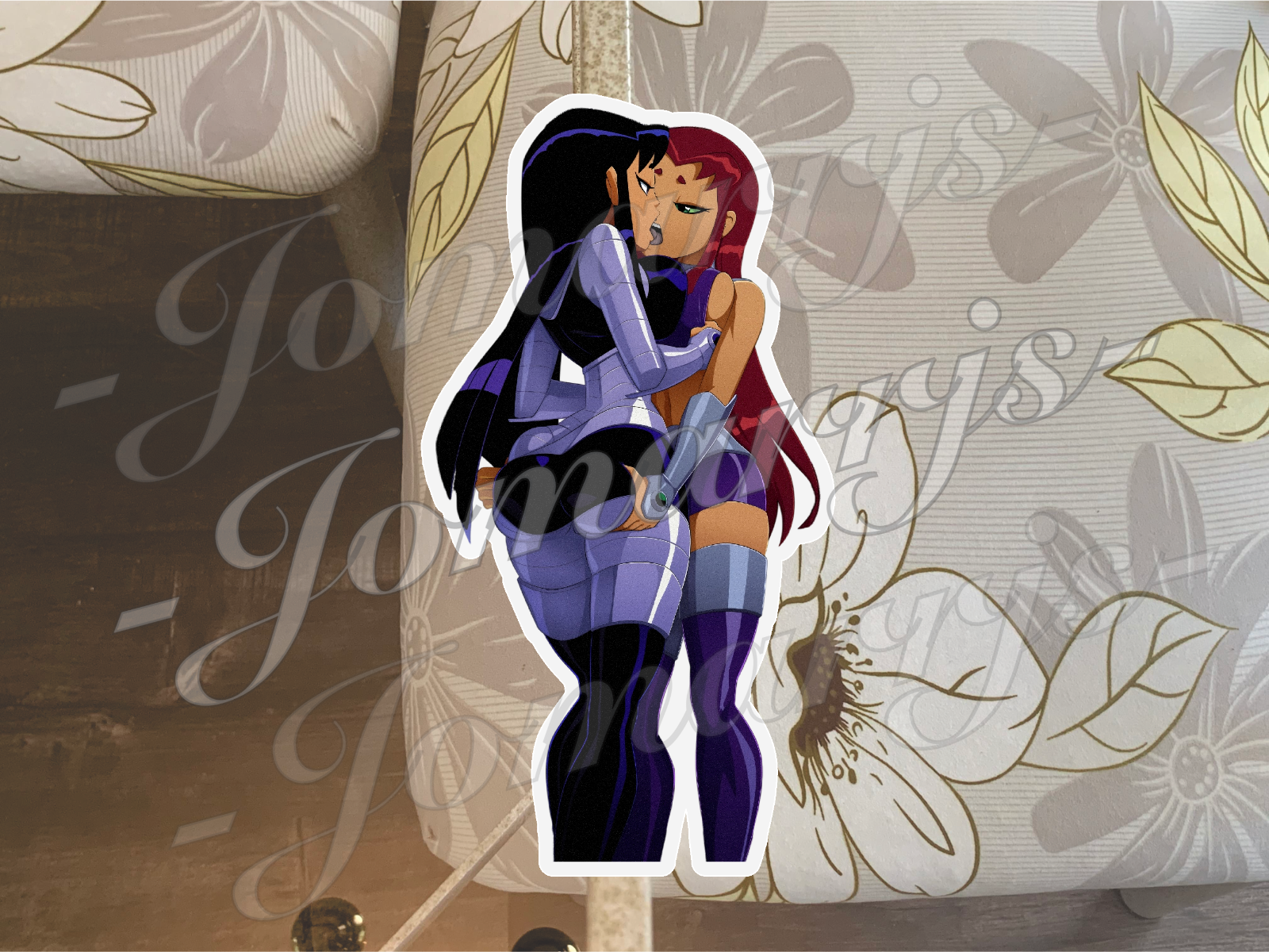 Custom Teen Titans Blackfire & Starfire Kissing Sticker Decal sexy ecchi pin up