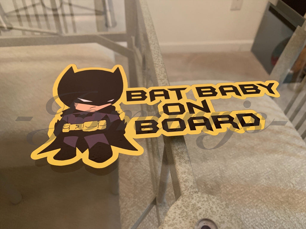 Custom Bat Baby or Bat Kid on Board Vinyl Sticker Decal Cute Batman dc comics