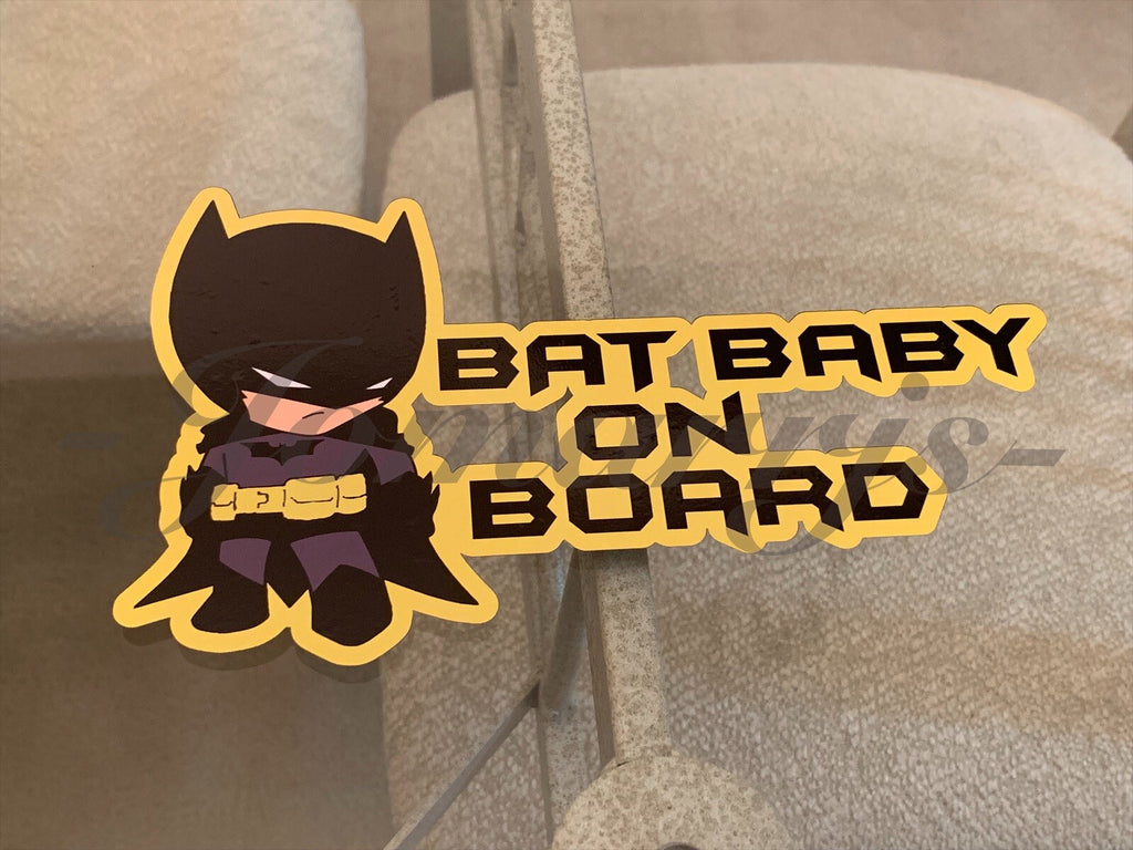 Custom Bat Baby or Bat Kid on Board Vinyl Sticker Decal Cute Batman dc comics