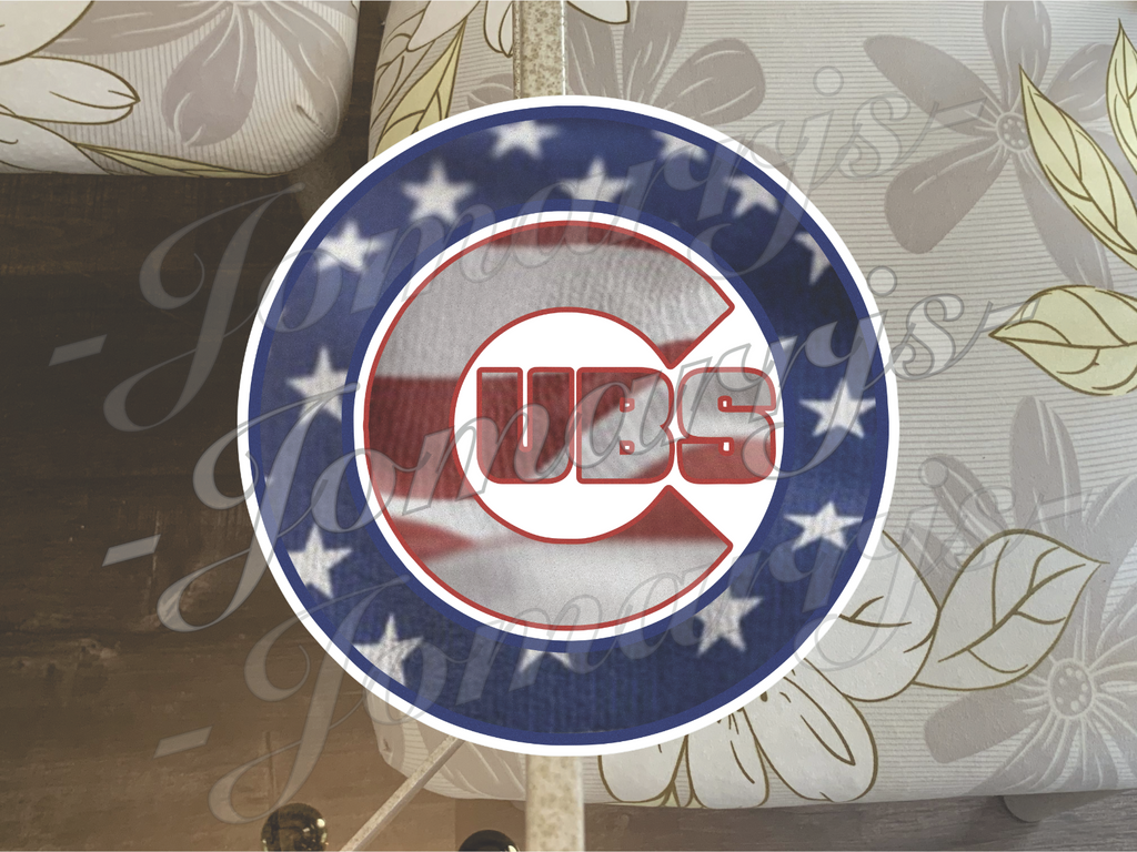 Chicago Cubs Custom American Flag MLB Sticker Decal 2-18" waterproof