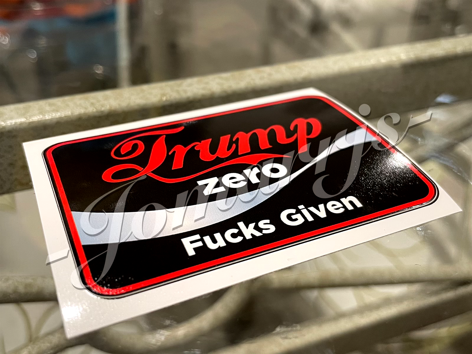 Parody Donald Trump Coca-Cola Zero "Sugar" Given Sticker MAGA Dark Crude Humor