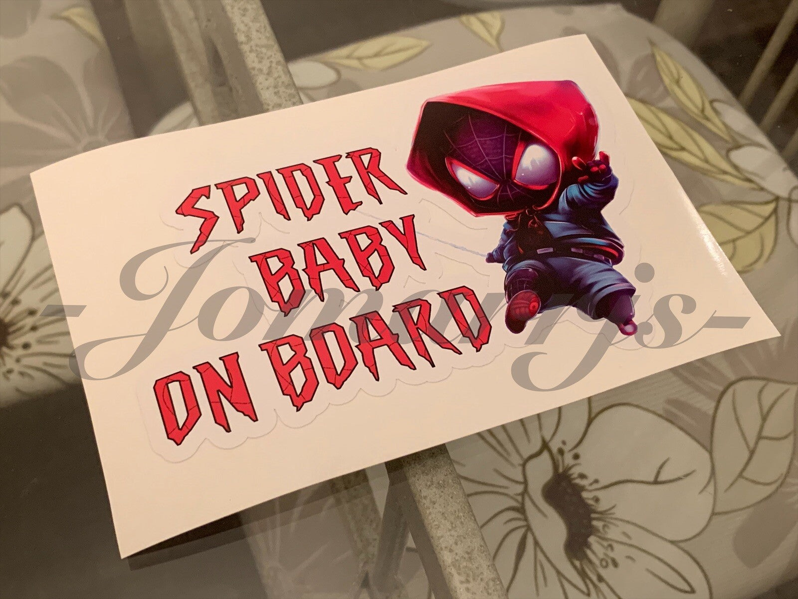 Custom Chibi Spiderman Baby (or Kid) on Board Sticker Decal spider miles morales