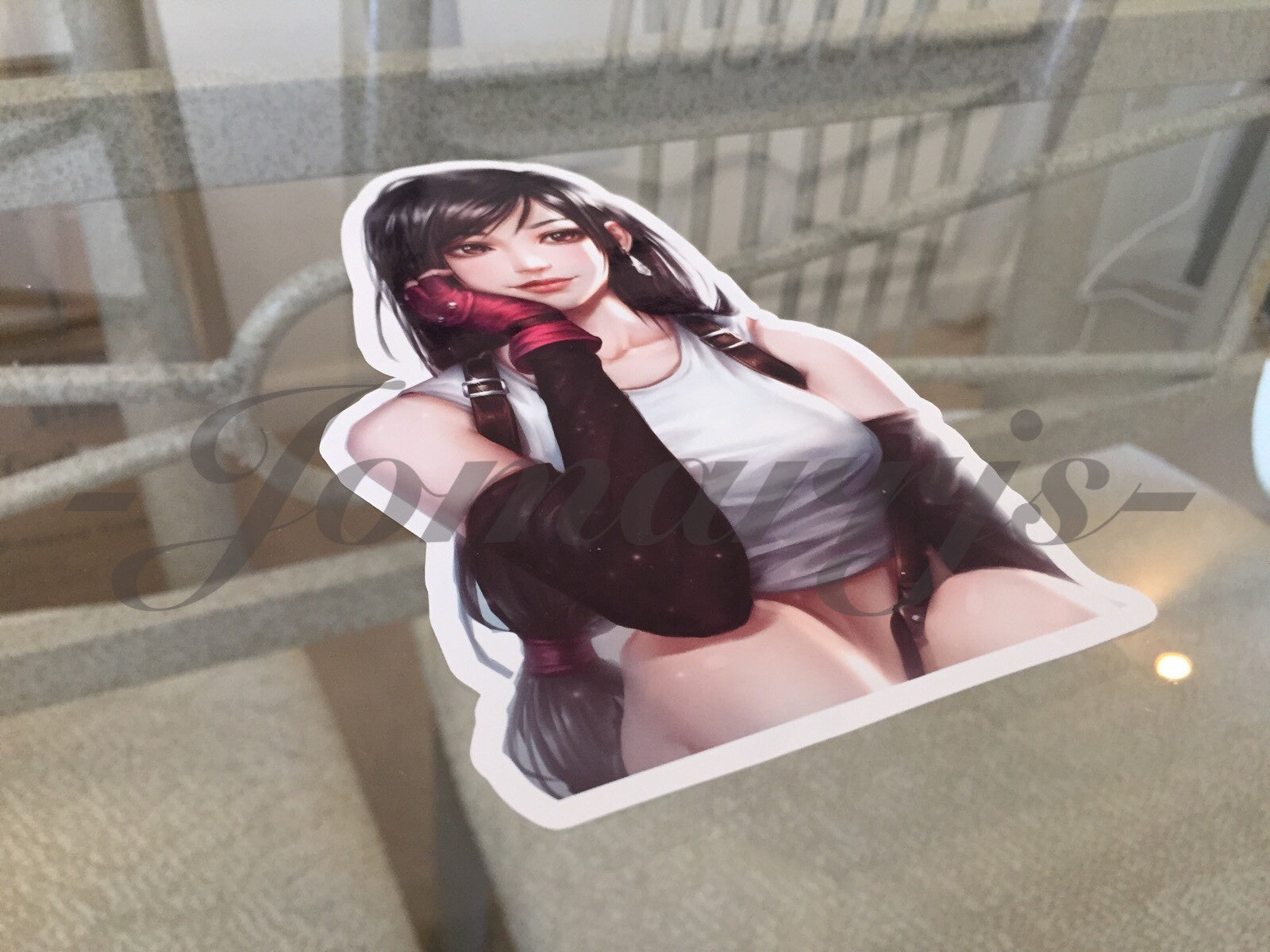 Final Fantasy Gaming Tifa Lockhart "Ponder” Sticker Decals Vinyl ff 7 anime
