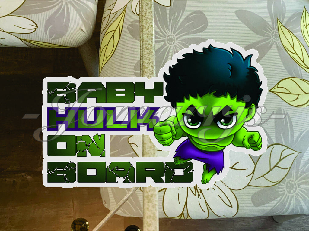 Custom Chibi Baby (or Kid) Hulk on Board Vinyl Sticker Decal Cute Marvel Smash