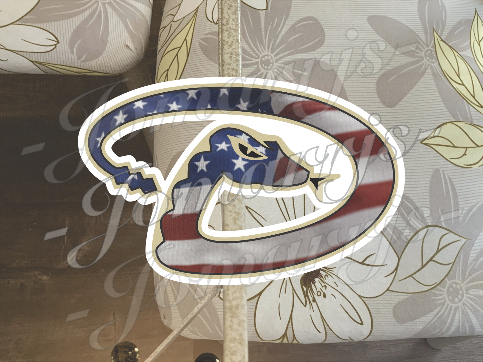 Arizona Diamondbacks Custom American Flag MLB Sticker Decal 2-18" waterproof