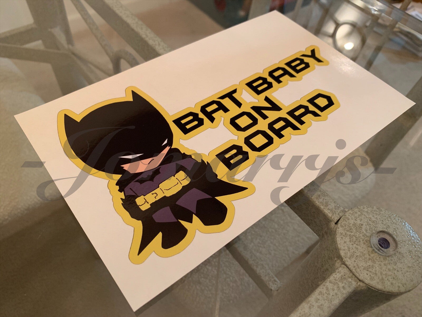 Custom Bat Baby or Bat Kid on Board Vinyl Sticker Decal Cute Batman dc comics